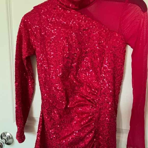 Weissman Jazz Costume, Red Sequin Long Sleeve Dress, XS or LC - Picture 4 of 10